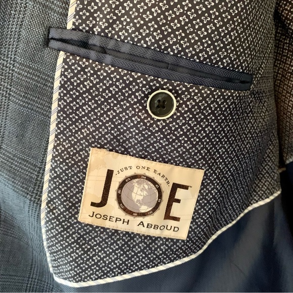 JOE Joseph Abboud Blue Glen Plaid Slim Fit Linen Sport Coat Blazer | Size 48L - Picture 7 of 12